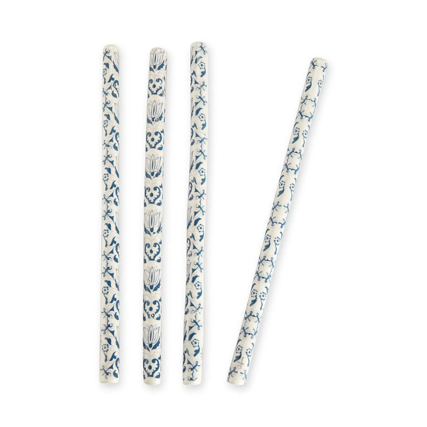 Blue & White Ceramic Straws (4)