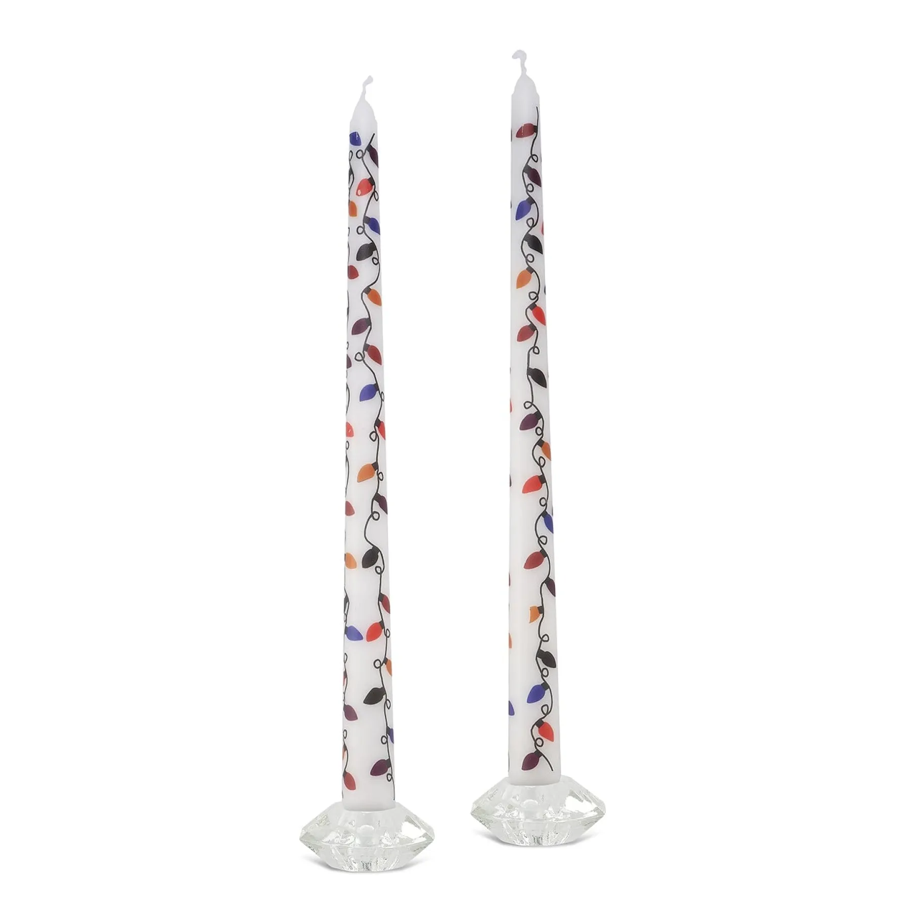 Christmas Lights Painted Tapers