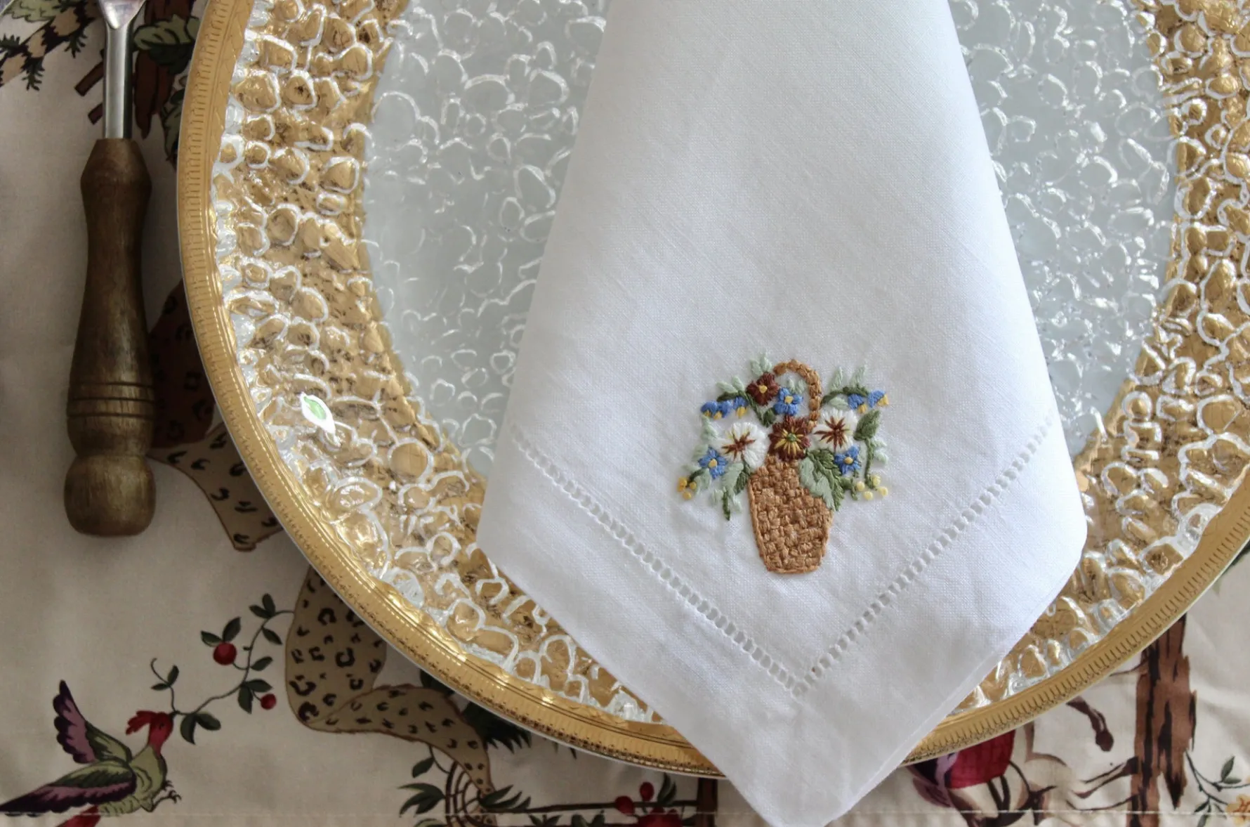 Flower Basket Dinner Napkins (4)