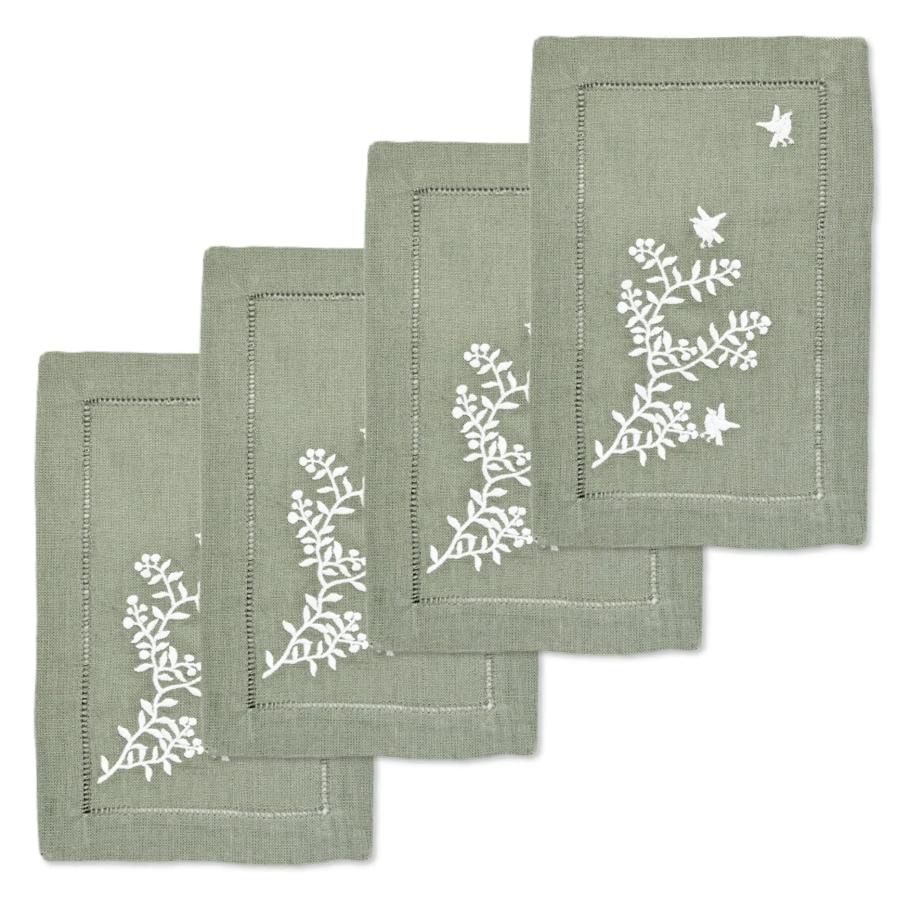 Green Chinoiserie Cocktail Napkins (4)