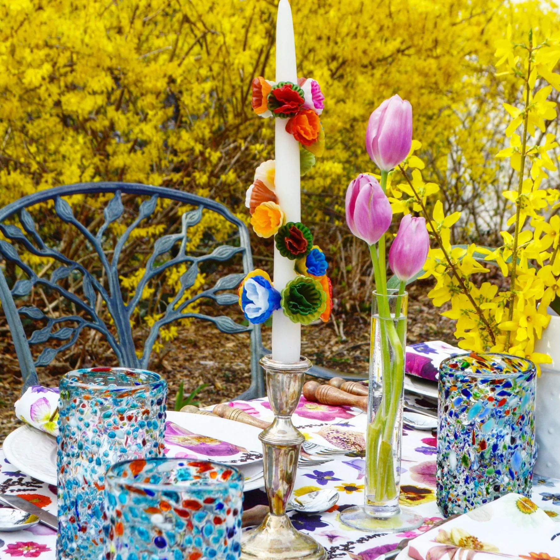 Multicolored Flower Candle